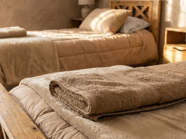 Toallas preparadas sobre la cama